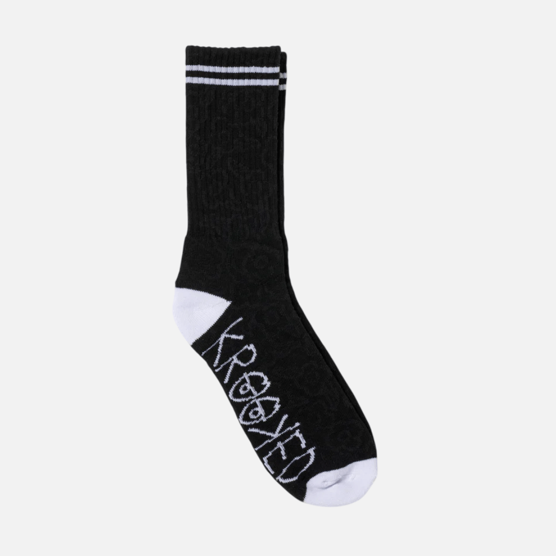 Krooked Multi Flowers Sock Black Black White