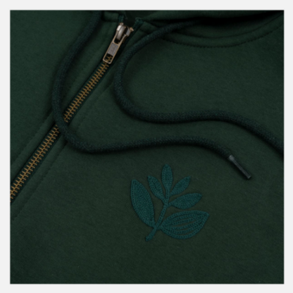 Magenta Patch Zipped Hoodie Green