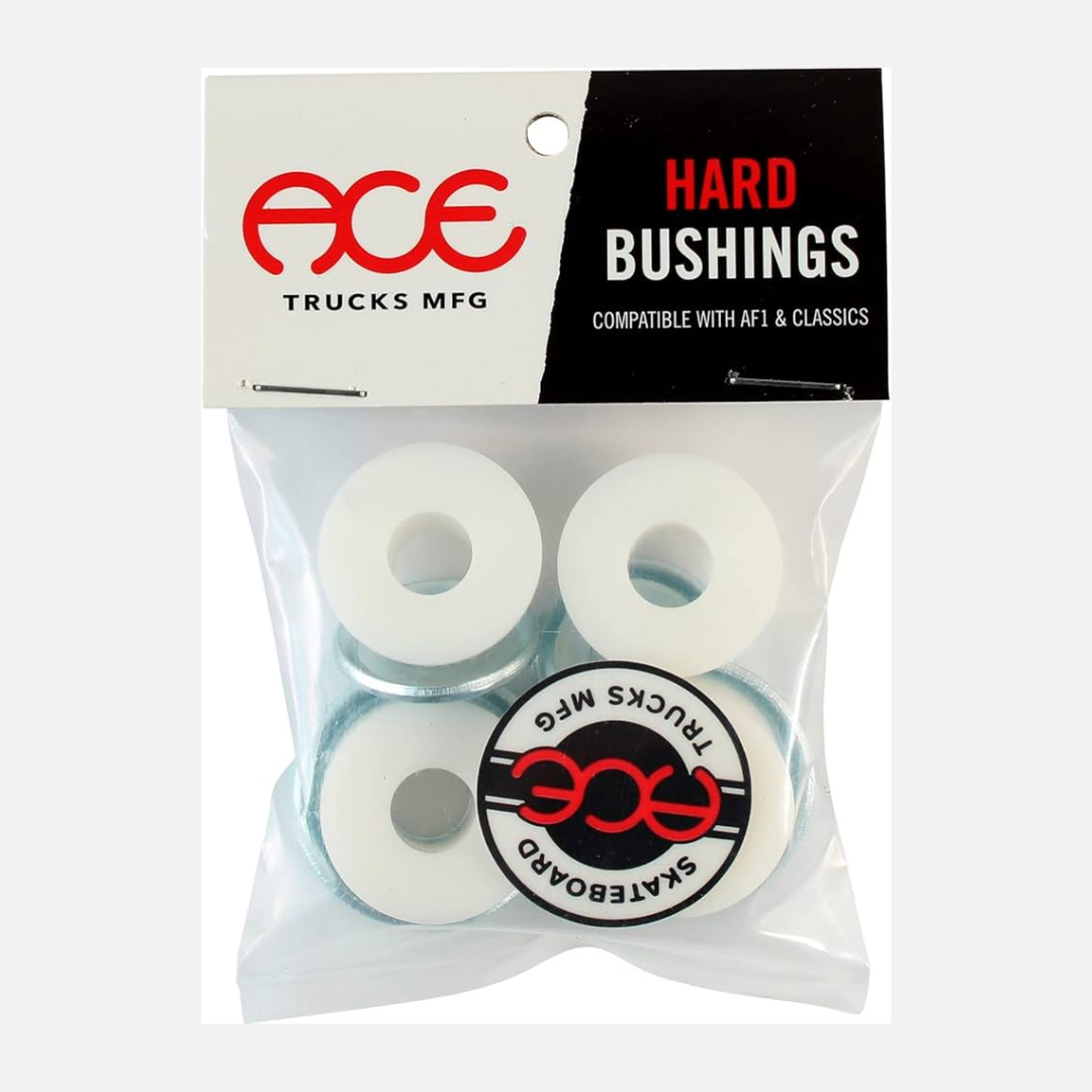 Packaged hard bushings with ACE Trucks MFG branding on a white background