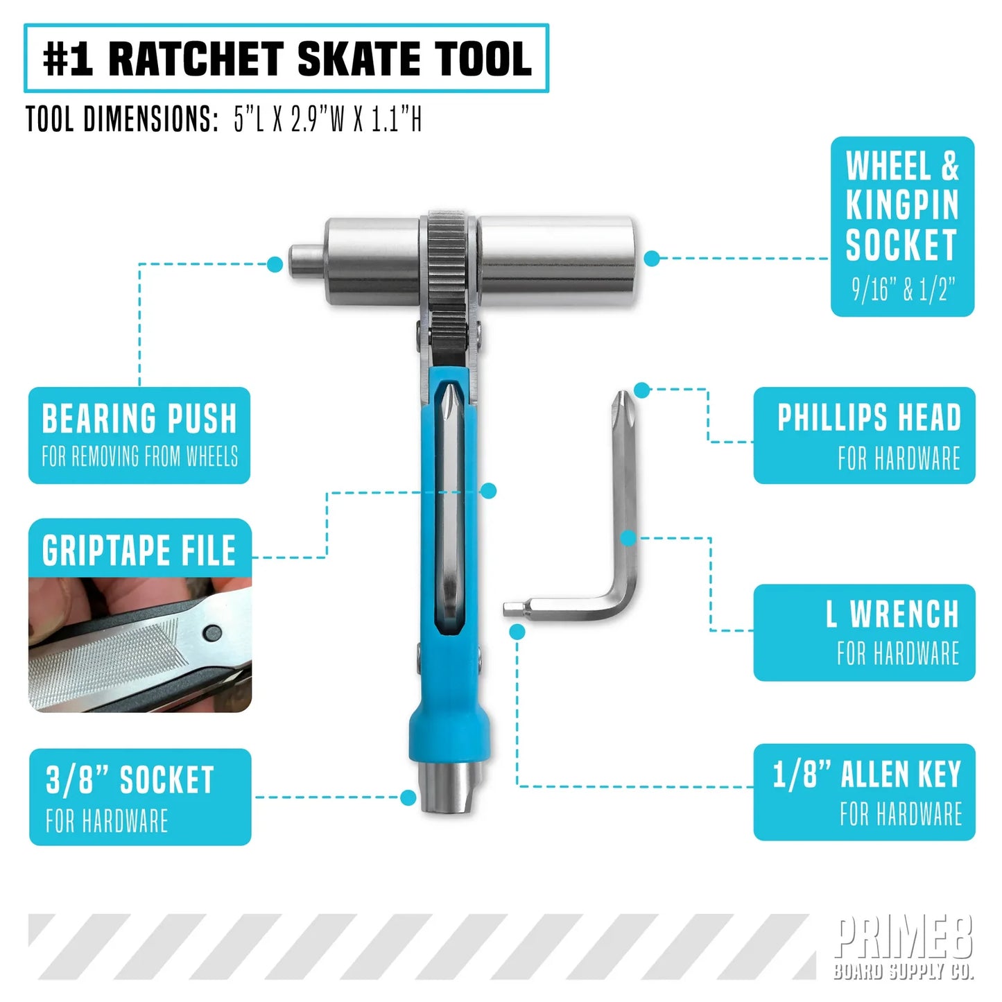 PRIME8 #1 Ratchet tool, Sky Blue