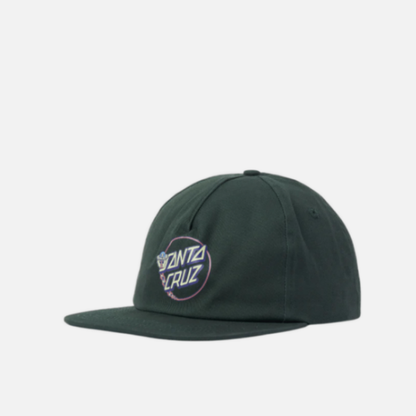Green cap with a logo on a light gray background