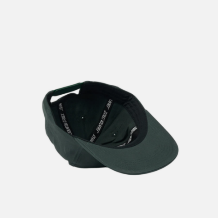 Black cap with text on a white background