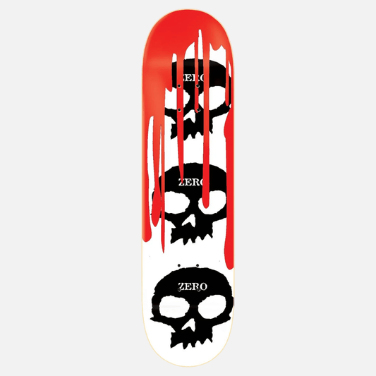 Zero Skateboard Deck 3 Skull Blood White Black Red 8.25"