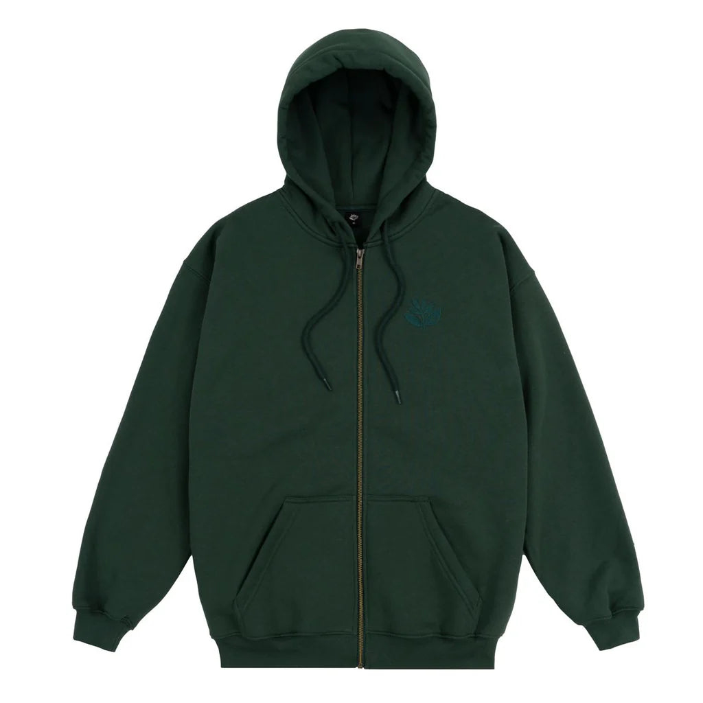 Magenta Patch Zipped Hoodie Green