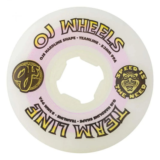 OJ Wheels Team Line Hardline 99a White 53 MM